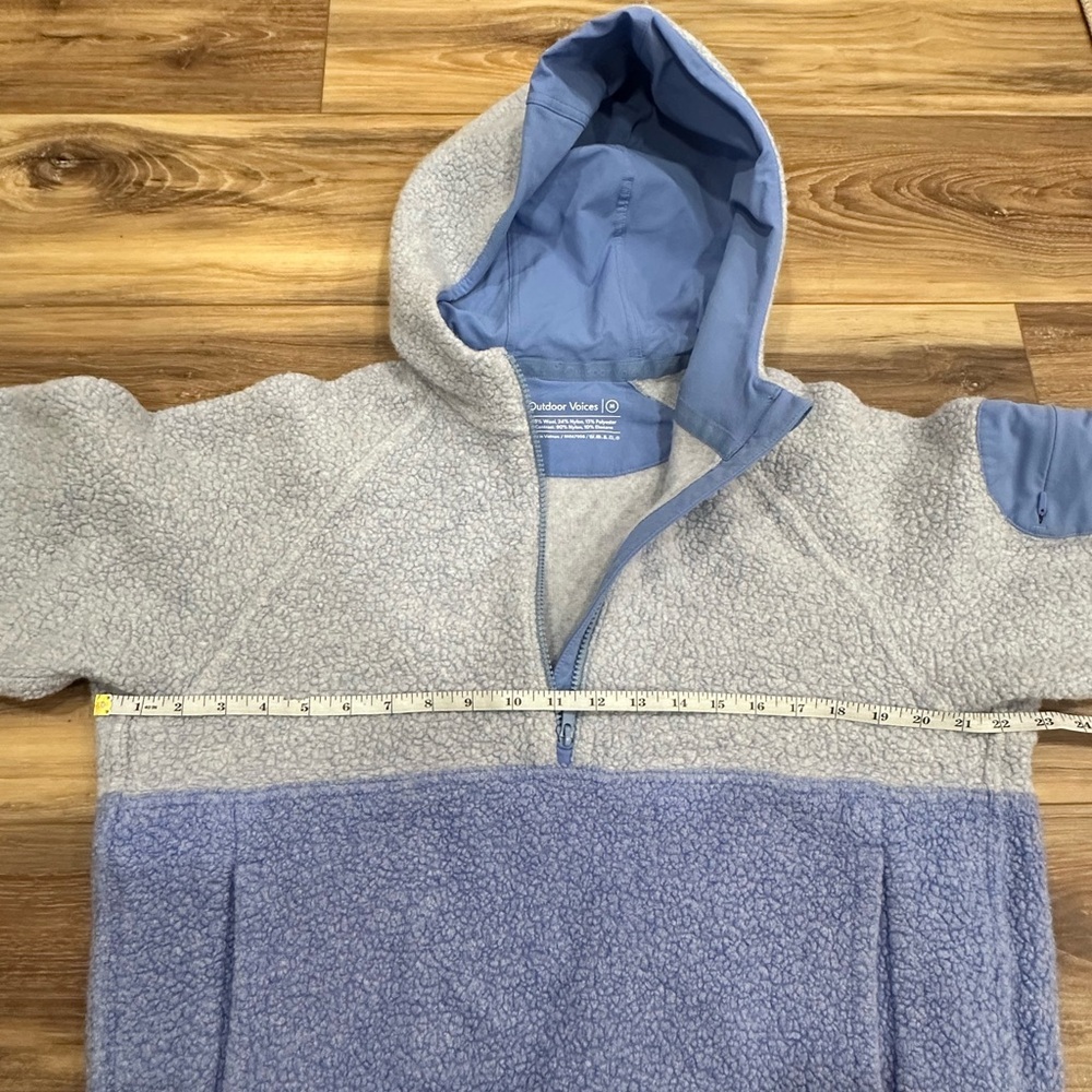 Outdoor Voices MegaFleece 1/2 Zip Pullover Hoodie Dusty Blue Size Medium Womens - Picture 6 of 9